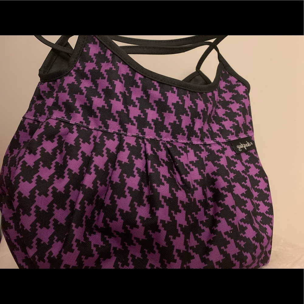 YAKPAK Black/Purple Houndstooth Tote Purse Handbag